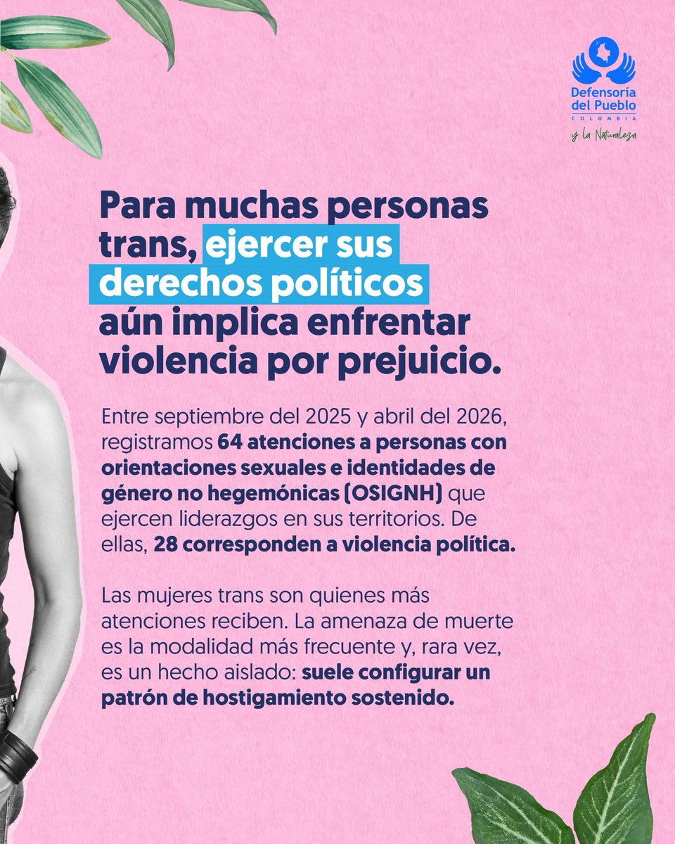 DefensoriaCol's tweet photo. 🏳️‍⚧️🗳️ Ninguna persona puede ser discriminada al votar, la identidad de género no puede ser una barrera para participar en las elecciones.

🧵👇🏼 https://t.co/9RY815BPWP