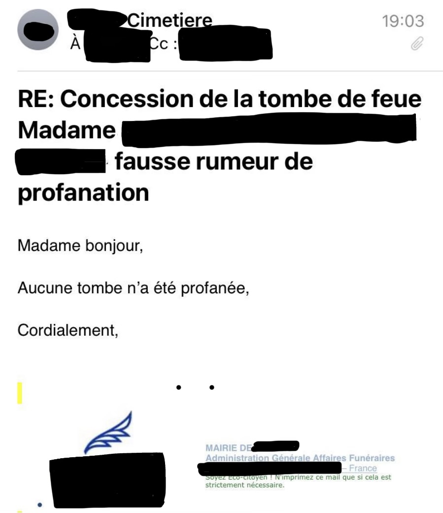 ShizzleTruth's tweet photo. #DiffamationShizzle Malgré les propos de Shizzle accusant ses cibles d’avoir profané la t*mb3 de sa mère et de ''ne pas assumer'', la mairie confirme officiellement par écrit à l’une de ses cibles qu’aucune profanation n’a eu lieu, 16 Juin 2026 https://t.co/tSOSr6V41Z