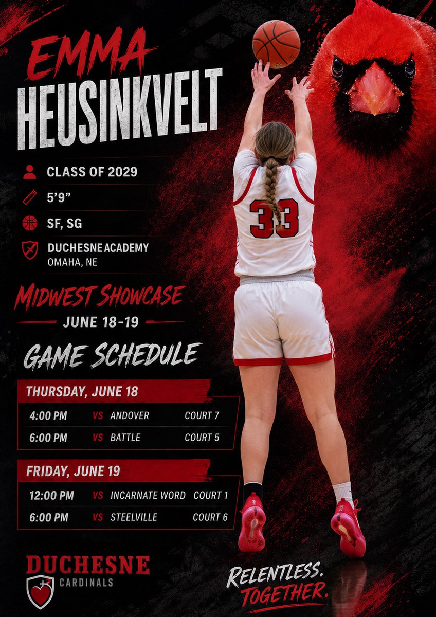EmmaH3_2029's tweet photo. Time to compete! Let’s Go Cardinals! 
@DuchesneGBB1 @DuchesneSports @duchesneacademy @MW_Showcase https://t.co/Rw5DqG8dp4