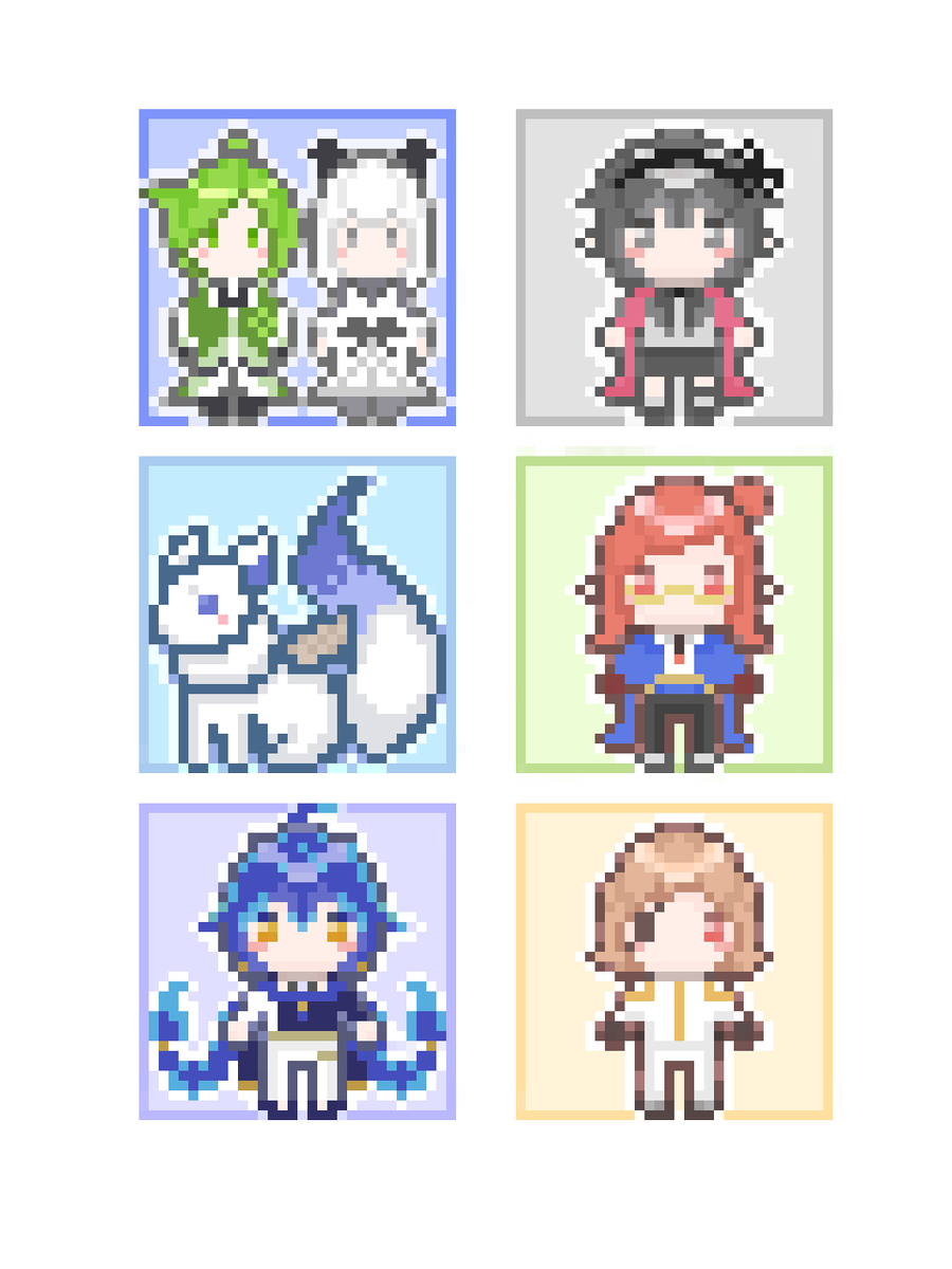 arcana_kikakufa's tweet photo. ミネアカのシナリオ企画「アビス・ビブリオ」のお礼ドット絵、完成です💎

ご一緒させて頂いたAチームのメンバーさんとシナリオに登場された、リリィシアさん、クラウスさん、いのちちゃんに登場いただきました！

パネルとミニキャラ、集合絵、等々ご用意���たのでお好きなものをどうぞ！

#ミネアカ https://t.co/bKWQ45Vdo6