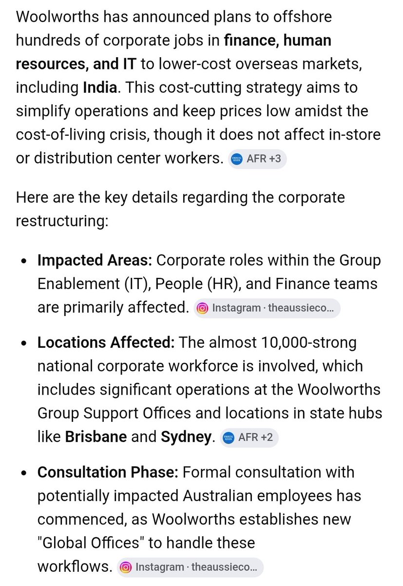 GhitaSAndersen's tweet photo. #Woolworths Brisbane operations outsourced to India from November. No jobs for Aussies... @PaulineHansonOz
#trending #qld
#australia
#qldpremier
@DavidCrisafulli https://t.co/9uLk75QWQc
