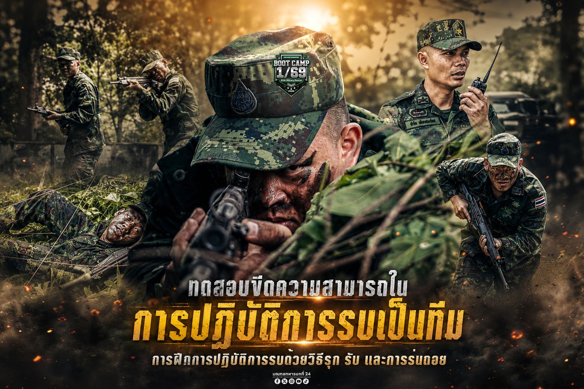 24thmilitary_pr's tweet photo. “ทดสอบขีดความสามารถในการปฏิบัติการรบเป็นทีม”
หน่วยฝึกฯ มทบ.24 ดำเนินการฝึกการปฏิบัติการรบด้วยวิธีรุก รับ และการร่นถอย ให้แก่ ทหารใหม่ ผลัดที่ 1/69

#น้องคนเล็ก #BootCamp169 #RTA #ยกระดับการฝึก
#ศูนย์ประชาสัมพันธ์มณฑลทหารบกที่24 
#กองทัพภาคที่2
#กองทัพบก https://t.co/vrE2JBuKNZ