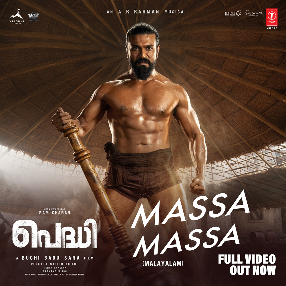 tseriessouth's tweet photo. The ROAR of PEDDI just got louder. 🔥

#MassaMassa full video out now.

Telugu: https://t.co/5GpbImGksi 
Tamil : https://t.co/S9ZXhK4qhE
Kannada: https://t.co/edpdrfyBEb
Malayalam: https://t.co/Bqi7vrcNei https://t.co/YYDRRTmU5n