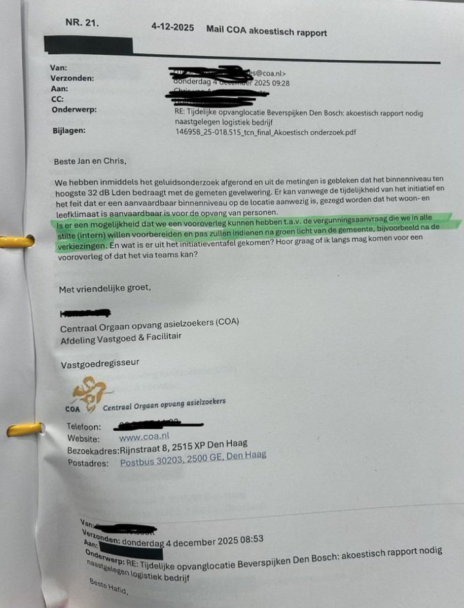 geertwilderspvv's tweet photo. Zo gaat dat dus.

Een mail van het COA aan de gemeente Den Bosch over AZC Engelen. 

“Is er een mogelijkheid dat we vooroverleg hebben…..en pas zullen indienen na groen licht van de gemeente, bijvoorbeeld NA DE VERKIEZINGEN.”

Dit land is ziek en corrupt. 

#AZCWegermee #PVV https://t.co/ReKjtmJnQo