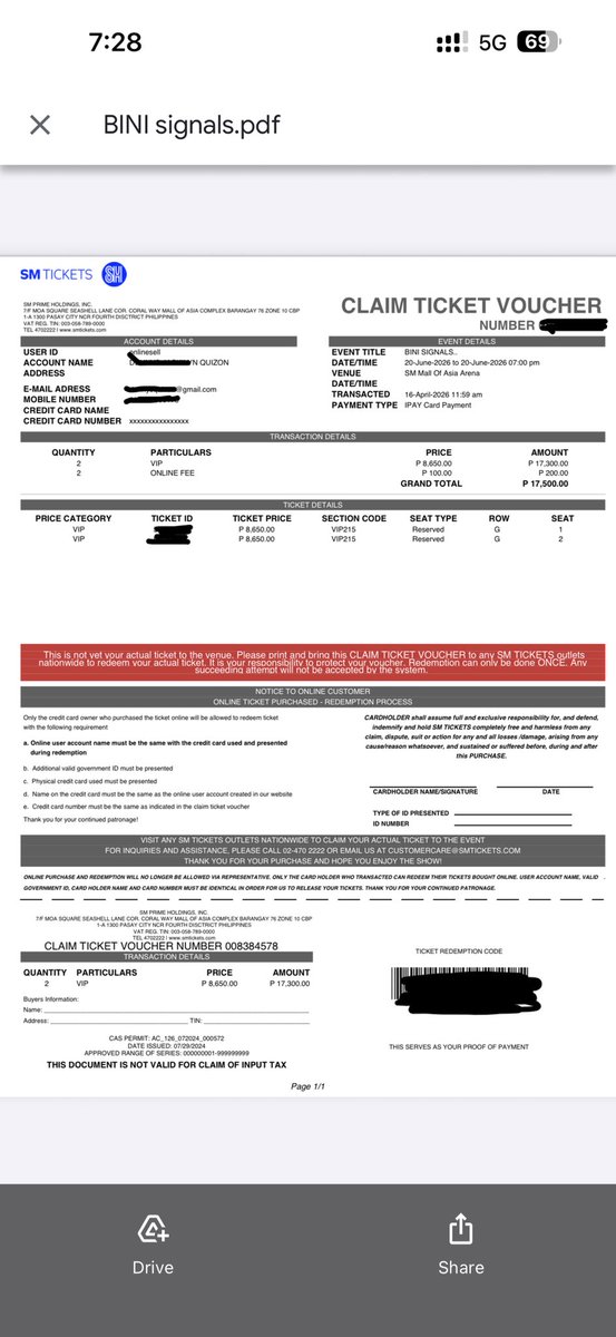 qzndj's tweet photo. ‼️‼️Rush selling my 2 pcs VIP 
Day 1, 20 June 2026

With soundcheck!
Physical tix on hand
Rfs: sudden death of family member. posting this from the hospital

PURCHASE PRICE: 17,500
SELLING IT FOR 15,000

MEET UP: MARIKINA ANTIPOLO
PREFERRABLY LRT 2 LINE
#bini #binisignals https://t.co/De5WFJNLa1