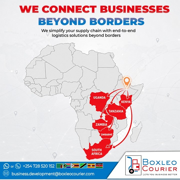 BoxleoCourier's tweet photo. Expand beyond borders with Boxleo Courier. 

Reliable cross-border logistics across Kenya, Uganda, Tanzania, Zambia, Zimbabwe &amp; South Africa.

📞 +254 728 520 152
📧 business.development@boxleocourier.com

#BoxleoCourier #AfricaTrade #Logistics #BeyondBorders #SupplyChain https://t.co/bVMpoYbT0U