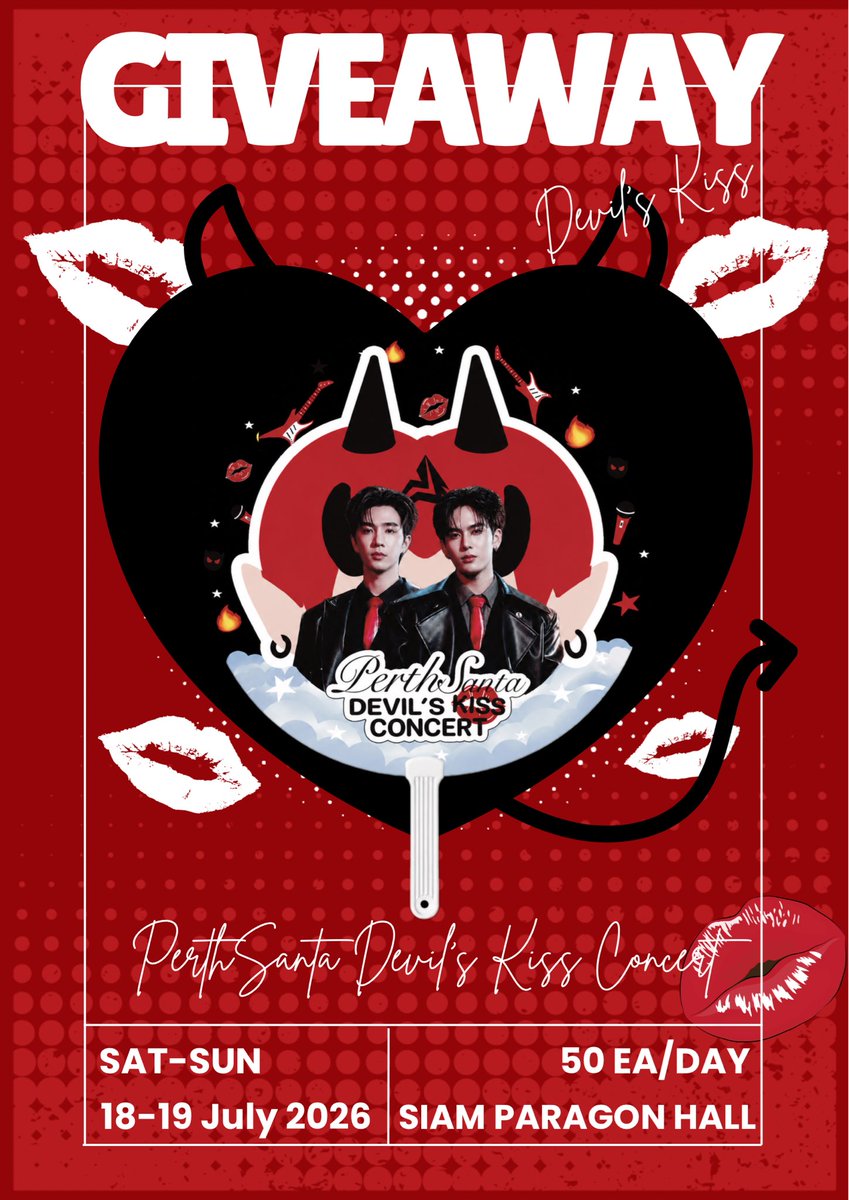 PS_Plaii's tweet photo. GIVEAWAY
PERTHSANTA DEVIL’S KISS CONCERT
18-19 July 2026 
SIAM PARAGON HALL
50 EA/DAY

มารับน้องพัด ชาวเดวิลจิ๋วกันเยอะๆน๊าาา
#PerthsantaConcert 
#PerthSanta https://t.co/fqxYuRRAOJ