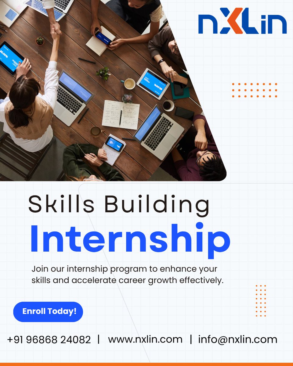 nXLinIndia's tweet photo. 🚀 Build skills. Gain experience. Grow your career with nXLin's Skills Building Internship.

📞 +91 96868 24082
🌐 https://t.co/M2CxdO69gz
📧 info@nxlin.com
#NXLin #Internship #SkillDevelopment #CareerGrowth #FutureReady https://t.co/GwrQ56jGMI