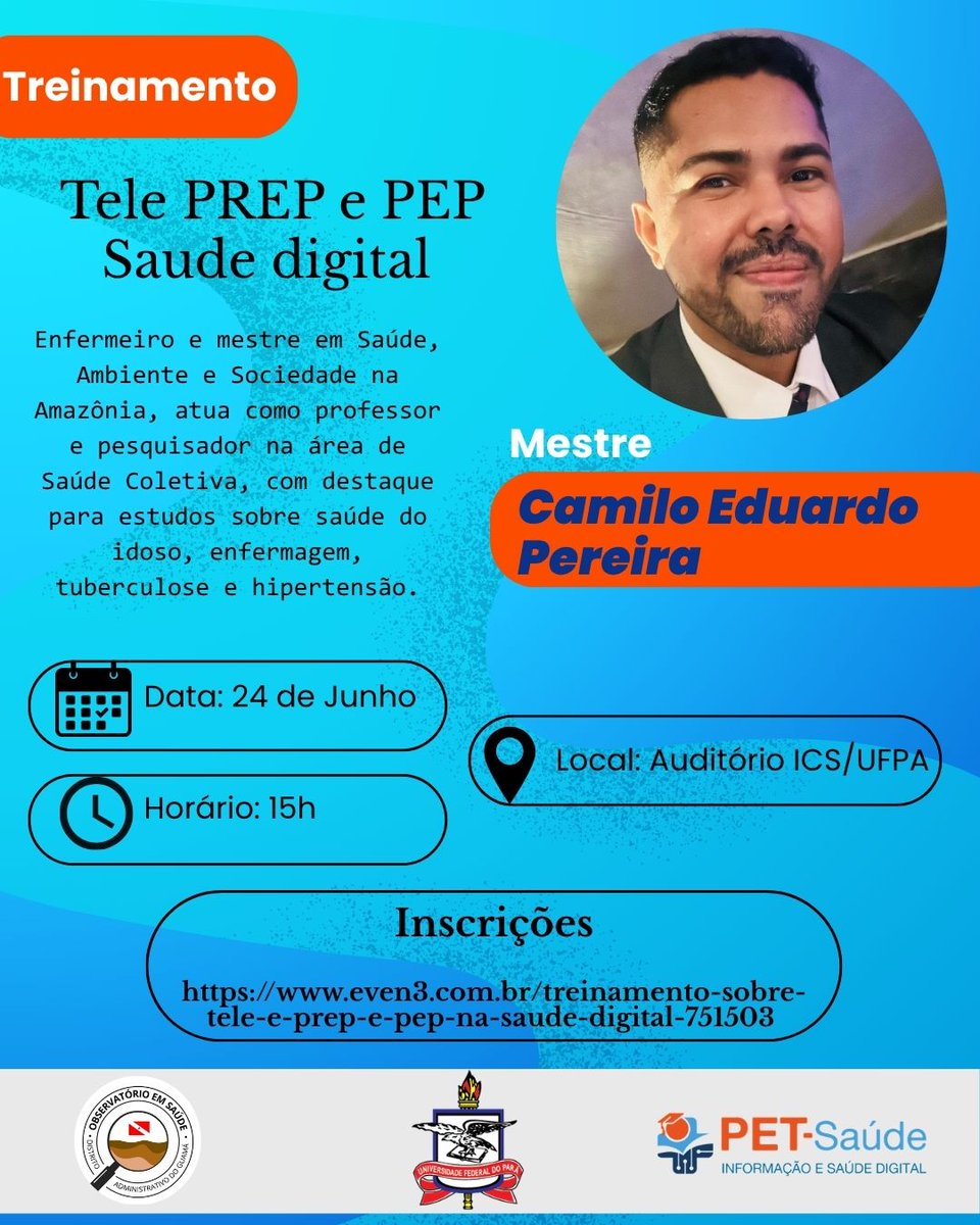 icsufpa's tweet photo. Treinamento sobre TelePrEP, PEP e Saúde Digital. Saiba mais: https://t.co/2GHzJTPyLp https://t.co/iYPpVb9hwg