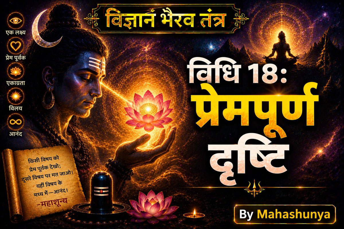 Mahashunya1's tweet photo. *निःशुल्क ऑनलाइन सत्र*
🧘‍♂️*विज्ञान भैरव तंत्र*🧘‍♀️
(दो प्रेमियों के बीच में संवाद)
*केंद्रित होने की छठी विधि* 
*विधि 18 - प्रेमपूर्ण दृष्टि का रहस्य*
📅 *17th जून 2026 बुधवार
⏰ *समय रात 8:30 to 9:00 PM 
*Join here on YouTube Live* 👇
https://t.co/sAtBq756fN
सद्गुरु महाशून्य https://t.co/e3dudGjLfL
