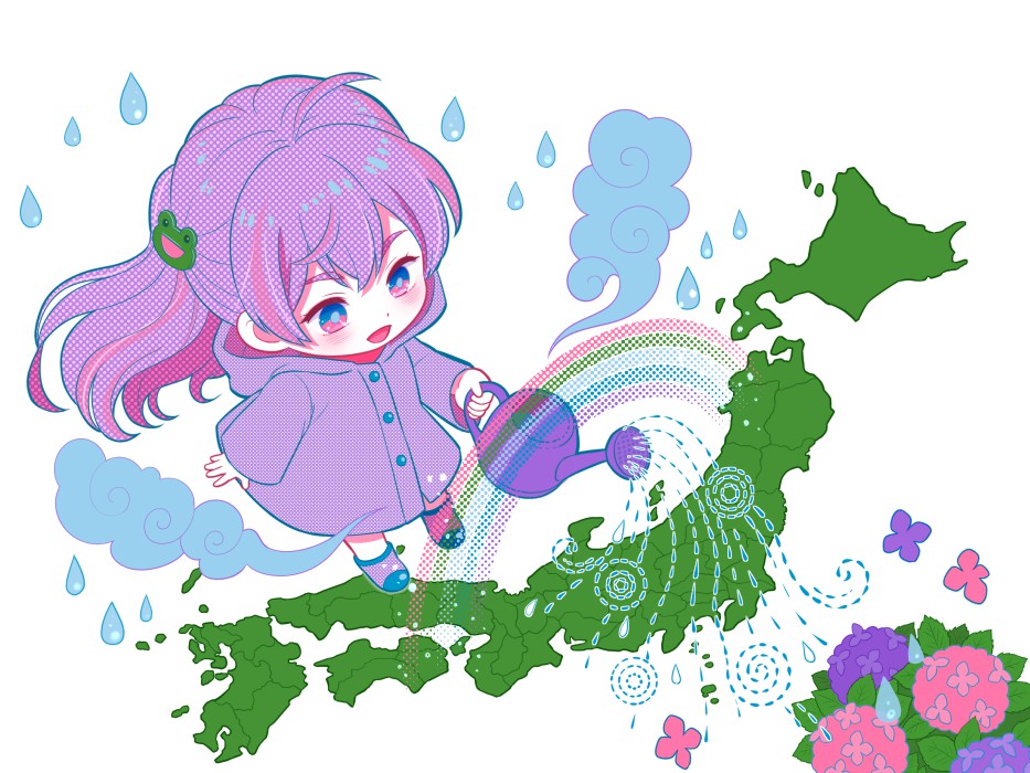 okatazukelife's tweet photo. 【６月】
日本列島を潤しに来ました。

（三ヶ月上達法32枚目です。） #イラスト https://t.co/owzAora2E8