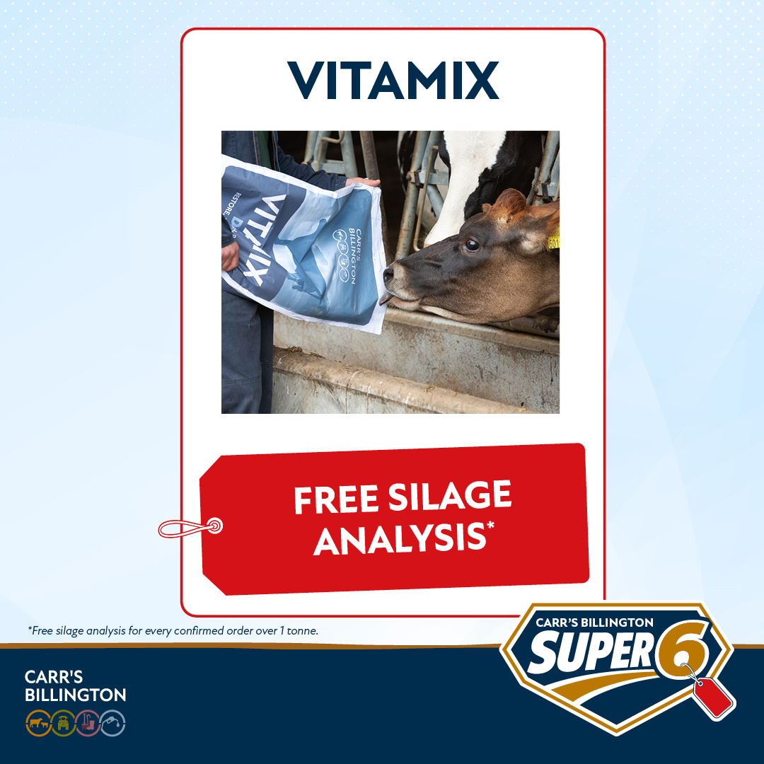 CarrsBillington's tweet photo. CARR’S BILLINGTON SUPER 6 - VITAMIX

Free silage analysis with every order of 1 tonne and above.

👉 find out more https://t.co/luFFHcZaG3 https://t.co/MKJ3E9H2RG