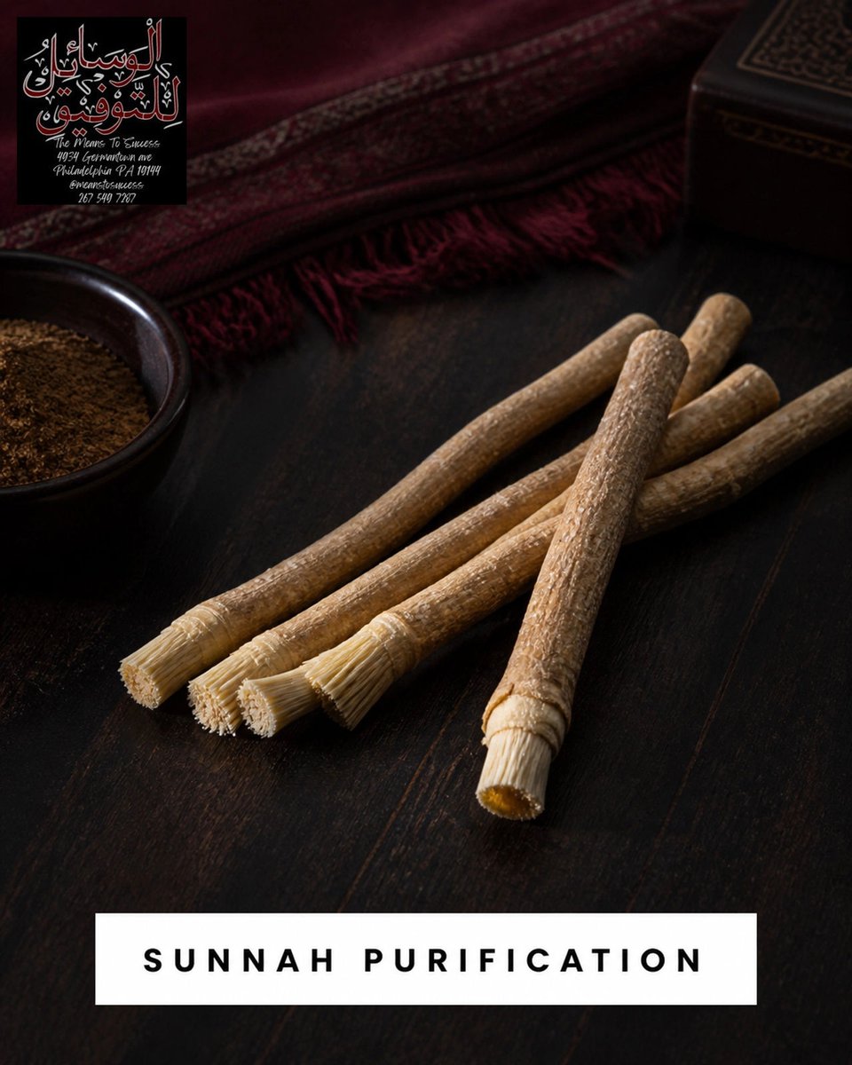 meanstosuccess's tweet photo. Revive the Sunnah with Siwak. 🌿 'Siwak is a means of purification for the mouth and is pleasing to the Lord' [Bukhari]. Essential for your daily routine. Available in store and online. BarakAllaahu feekum. #Sunnah #Siwak #SunnahLifestyle https://t.co/Wr4duNkCDW