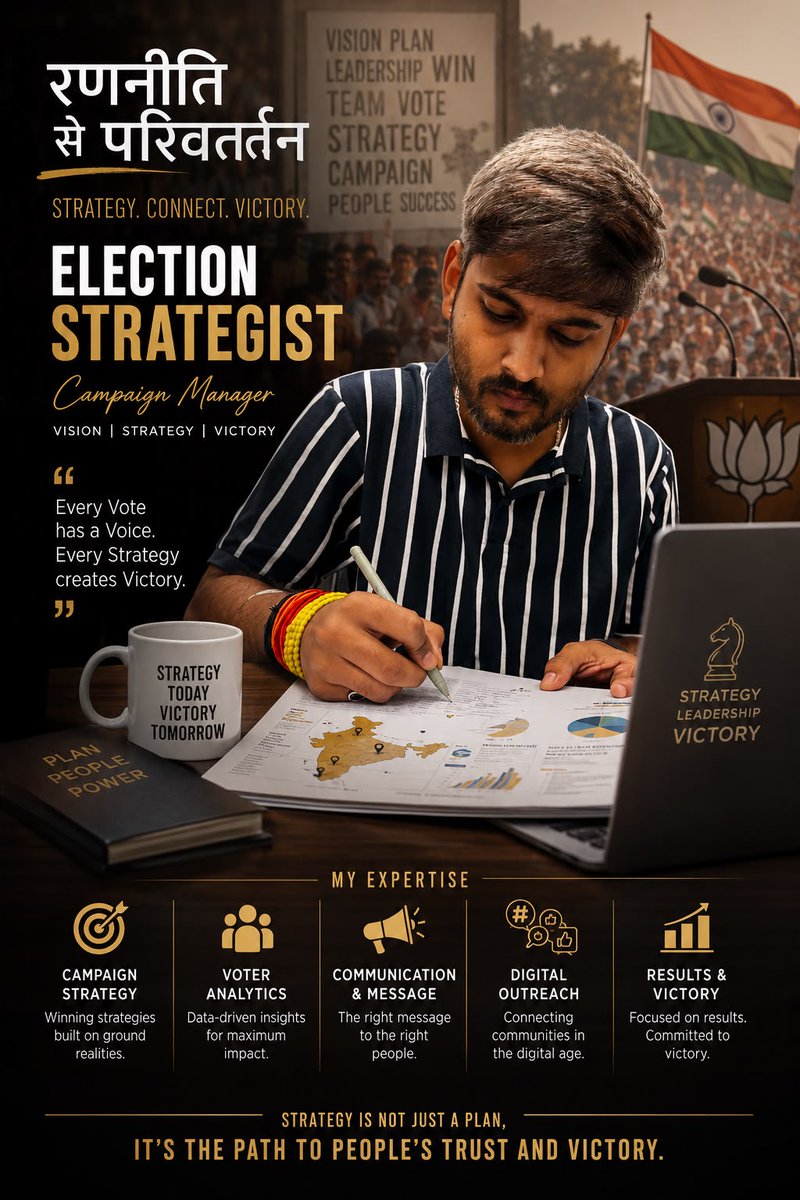 StrategyShubham's tweet photo. Strategy is not just planning—it's the roadmap to victory.
Turning every vote into a powerful voice through smart leadership and execution. 🇮🇳
#ElectionStrategist #CampaignManager #PoliticalConsultant #Leadership #CampaignStrategy #DigitalOutreach https://t.co/yw37y14GUG