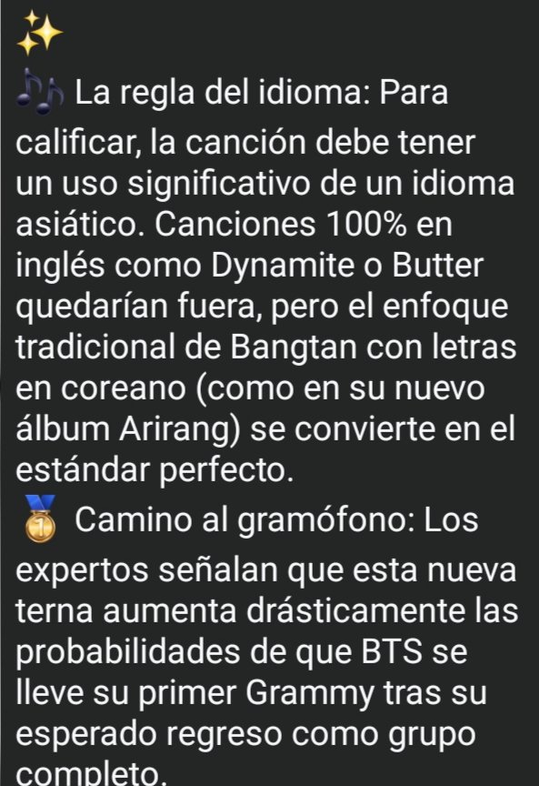ARMYManizalsCol's tweet photo. 🏆 La nueva categoría de Pop Asiático en los Grammys 2026 divide opiniones. ¿Reconocimiento histórico o segregación? ARMY debate qué significa esto para BTS. 💜✨
#BTS #BTSARMY #GRAMMYs2026 #KPOP #ARMY #BangtanSonyeondan #MusicAwards #BestAsianPopMusicPerformance https://t.co/cqxkXZxWqQ