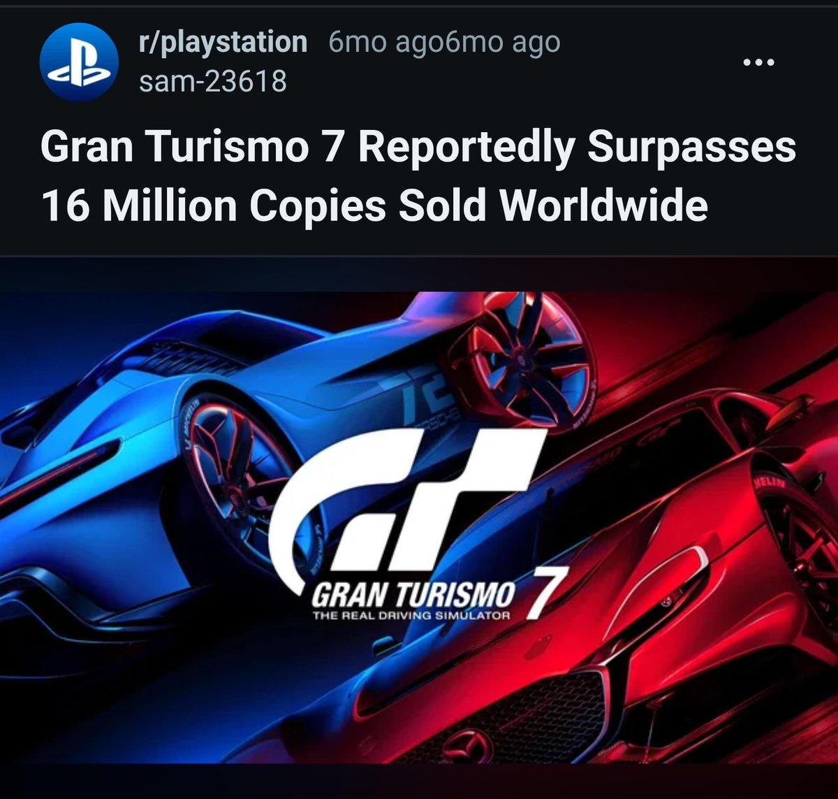Alize_187's tweet photo. @__Mc_Gonagall__ @ManaByte @XBOX @PlayStation @Microsoft Yet GT7 sold 16 million on @PlayStation alone. And had #psvr2 support 😂🤷🏻‍♂️🤦🏽‍♂️ https://t.co/37IRLpOXu1
