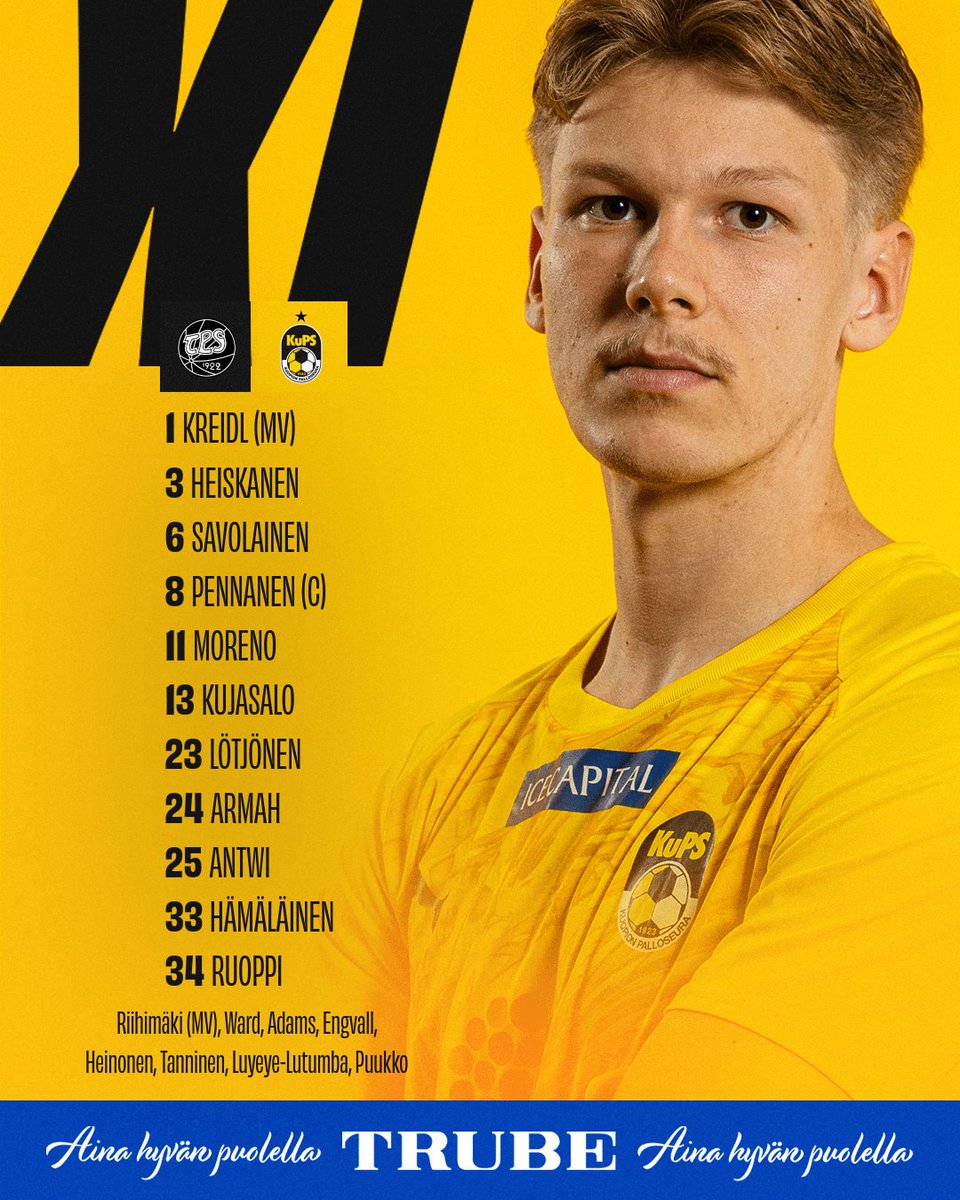 KuPS1923's tweet photo. Kuopion Palloseura tänään Turussa! 💛🖤

Kokoonpanon tarjoaa Trube 🤝 https://t.co/km5feIMeUA