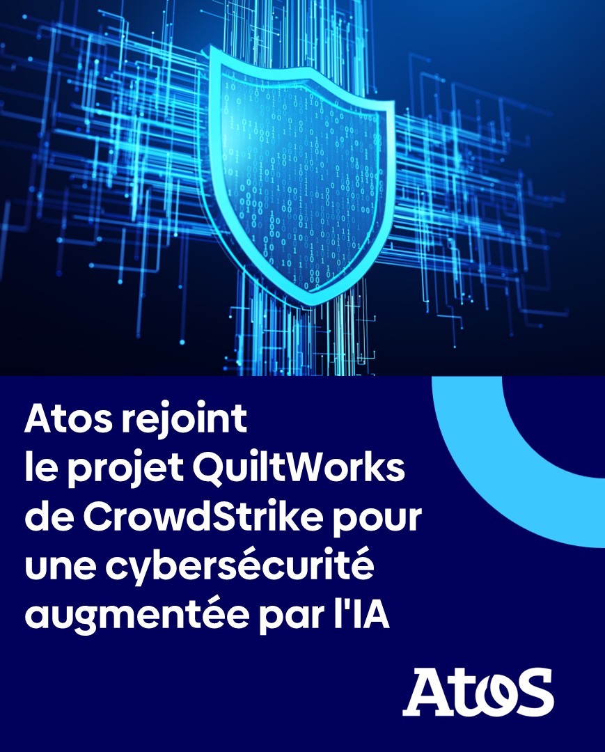 AtosFR's tweet photo. 🔐Atos rejoint le projet QuiltWorks de @CrowdStrike, en combinant cybersécurité, IA et la plateforme Falcon pour aider les organisations à anticiper les risques et adopter l’IA en toute sécurité 👉 https://t.co/fm7lQNbisi #Cybersecurite #IA https://t.co/fHFrYcwSKI