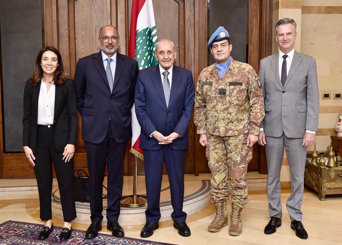 DiodatoAbagnara's tweet photo. I was honored to meet @LBpresidency Joseph Aoun and the Speaker of Lebanese Parliament Nabih Berri today. I briefed the Lebanese leaders on the situation in south Lebanon and @UNIFIL_’s continued work under challenging conditions. https://t.co/bqsGUbzXgT