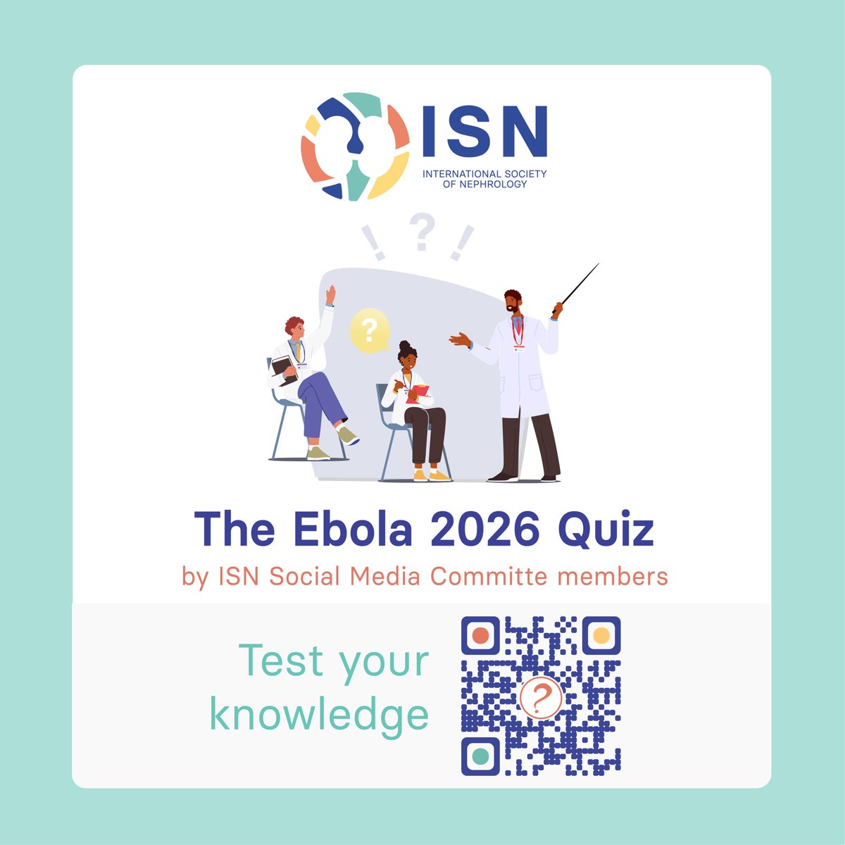ISNkidneycare's tweet photo. How much do you know about the impact of Ebola on kidney health? 

Test your knowledge with our Ebola & the Kidneys quiz and explore the latest evidence on this critical and evolving area of global health. 

Take the quiz 👇 https://t.co/uFrnAGtjZx
#Ebola #KidneyHealth #GlobalHealth