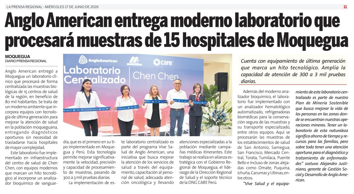 mangcer's tweet photo. #Moquegua Veo la foto de este artículo y digo: ¿Quién es la rubia de la derecha? 🤔 Pero, si es la ex-Ministra @marilumartens. Bienvenida a la ciudad del Sol. Ojalá que este laboratorio sea adecuadamente gestionado. Xk, ya sabemos lo que pasa en el MINSA: se "malogran" rápido. https://t.co/oJrJJHcxv4