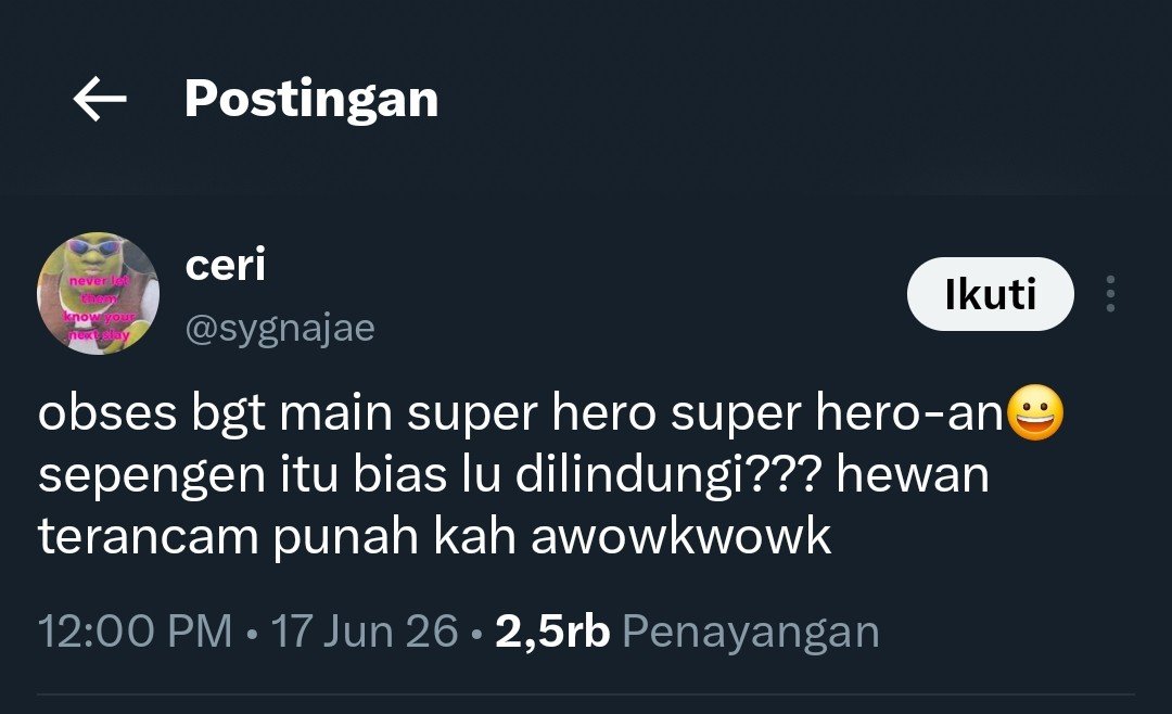 recurciel's tweet photo. dari kemaren diem karena narasinya makin lewat dari jalur, tapi ada satu yang bener-bener bikin emosi gue naik.

menggunakan kata "hewan terancam punah" sebagai mocking artinya 1) lu emang benci member tersebut dan 2) lu merendahkan hewan terancam punah secara tersirat. https://t.co/Fm1hFDghFj