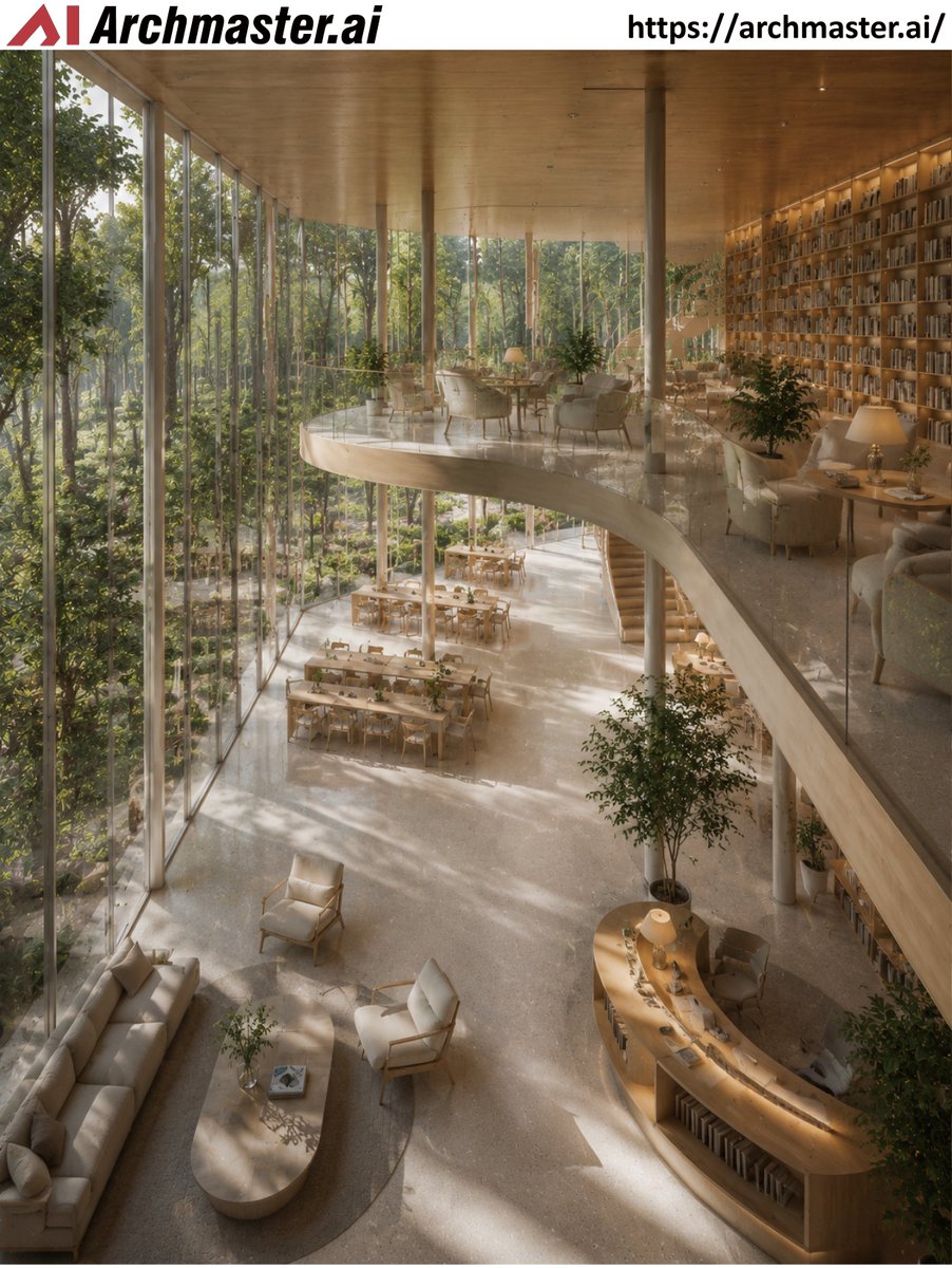 archmasterai's tweet photo. Generated with @archmaster.ai
 Try ArchMaster → https://t.co/FAEh6zOxgZ

A blank SketchUp model. One click. A bookstore. 📚☀️

Warm light. Wood and paper. The quiet of an afternoon.
ArchMaster understood the assignment.
#archmaster #bookstoredesign #interiorrendering #aidesign https://t.co/5EVxIpKYlg