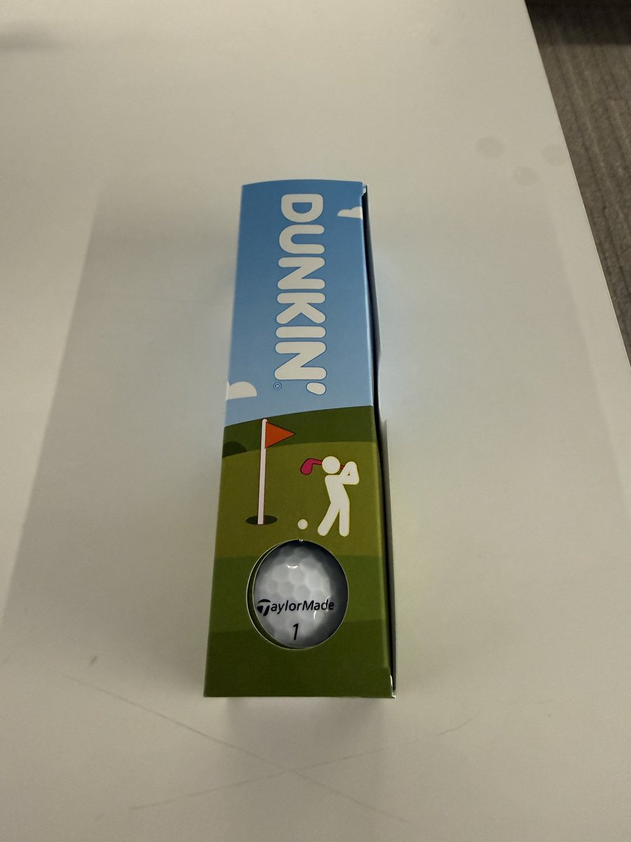 MasterOgre13's tweet photo. Can’t wait to shank this golf ball into the Woods. #dunkin https://t.co/QuauPd6NXW