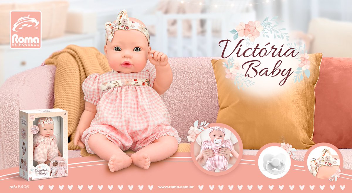 romabrinquedos's tweet photo. 👶💖 Victória Baby traz delicadeza e conforto com vinil macio, corpo fofinho e chupeta inclusa ✨Um toque de carinho que acompanha cada momento.😊💞

#romabrinquedos #victoriababy #boneca #imaginarbrincar https://t.co/nIF2bLKgka