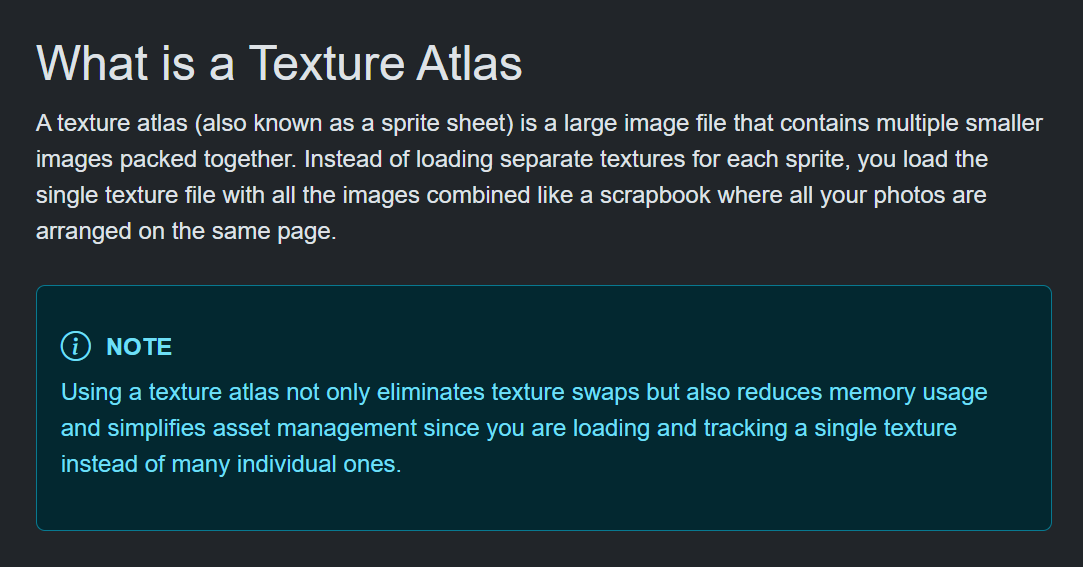 CalebBako87245's tweet photo. Never knew sprite sheets weren't just for fancy animations.
Turns out they're also used to optimize performance
Really enjoying MonoGame so far.
It's like every day feels like I'm discovering something game engines were doing for me behind the scenes🙂‍↕️

#BuildInPublic #GameDev https://t.co/Z8bQSvmIwZ