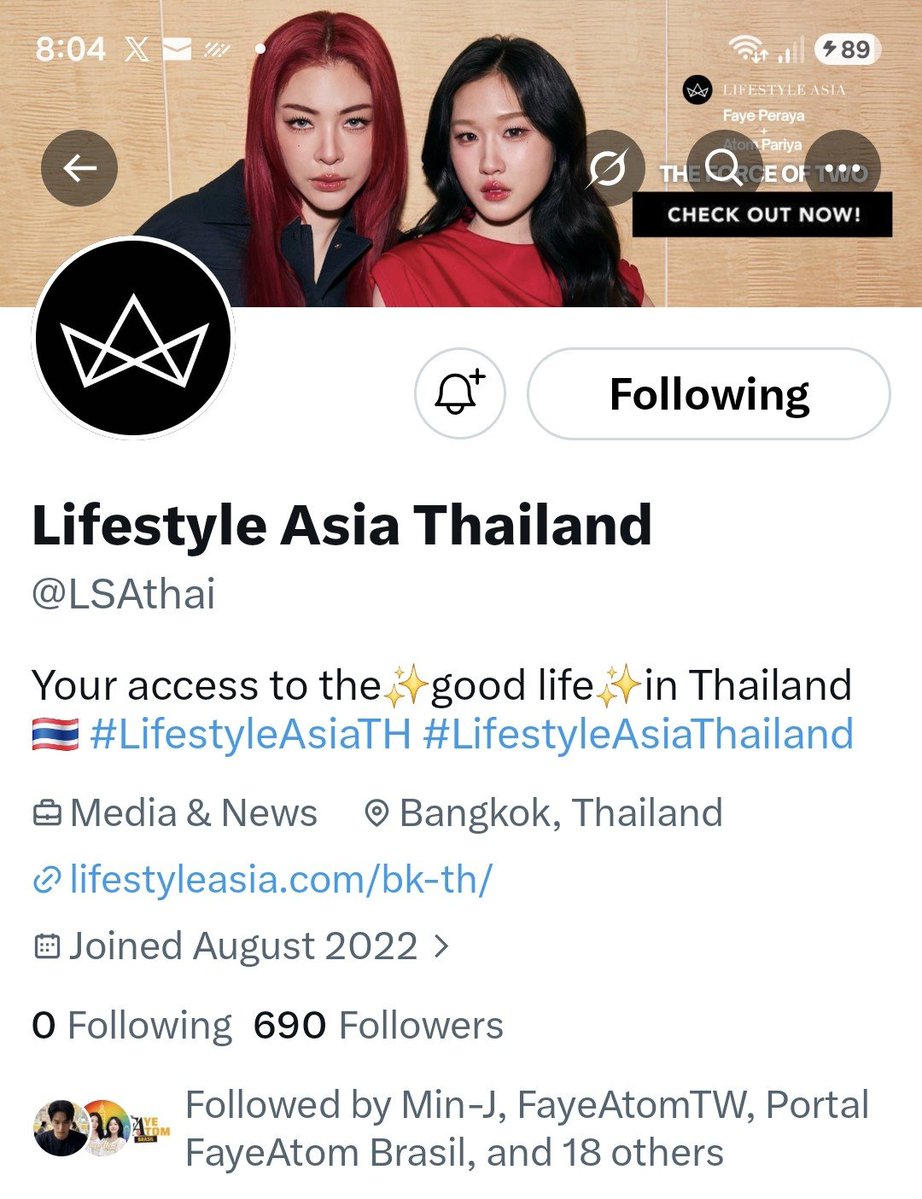 gracewo18038651's tweet photo. Lifestyle Asia Thailand has officially updated its X profile picture to FayeAtom.🌻🍑
The duo will be featured on the upcoming Digital Cover Vol. 30, titled "The Force of Two."Please look forward to the release and remember to show your support.
@LSAthai

#FayePeraya 
#AtomPariya #FayeAtom