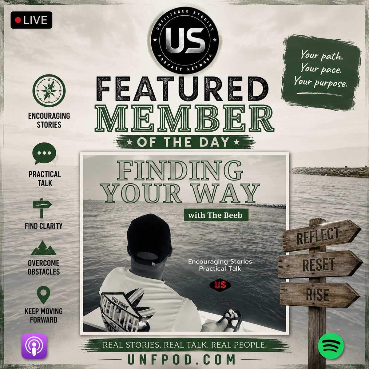 unfpod's tweet photo. ๐งญ Life doesn't come with a map, but sometimes the right conversation can help point you in the right direction.
Today's Featured Member of the Day is Finding Your Way with @BeebsUNFPOD .
๐ง Listen now at https://t.co/IczWA9rNA0
#FindingYourWay #FeaturedMember #Podcasts https://t.co/Yjq0rhwqtj