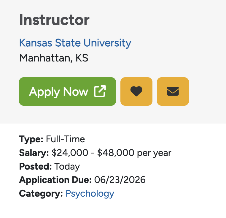 RMC184's tweet photo. Am I missing something? Is @KState seriously trying to hire a FULL-TIME, ON-SITE, PhD REQUIRED position for $24K/YR?!? That's the biggest F*CK YOU I've ever seen in higher education and I was a part of that sector for 16 years. #KState, please tell me that's a typo. https://t.co/LoQ5HSxAVP