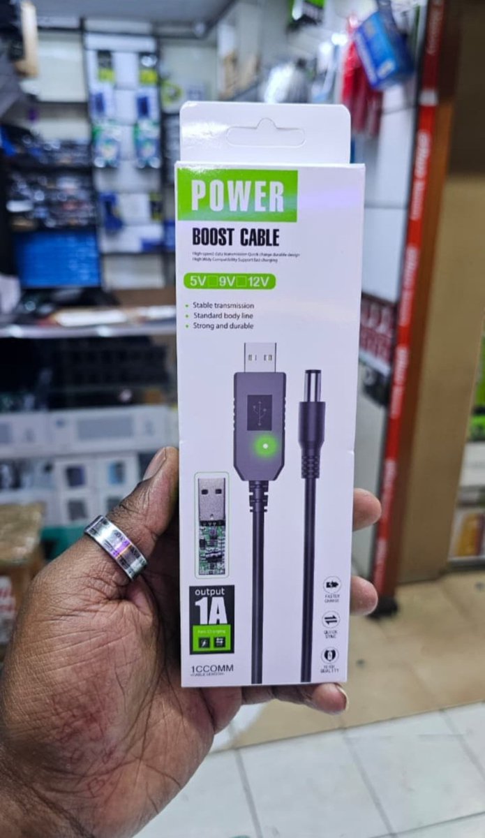 Cywanelectrics's tweet photo. Power Boost Cable (5V to 9V/12V) – Keep your Wi-Fi running during blackouts! 🔌✨
​Convert 5V from your power bank to 9V/12V to power your internet router or decoder instantly. Stay online smoothly anytime!
​✅ Smart Voltage Conversion
✅ Stable 1A Output
✅ Universal USB to DC https://t.co/kp8UJhrwL5