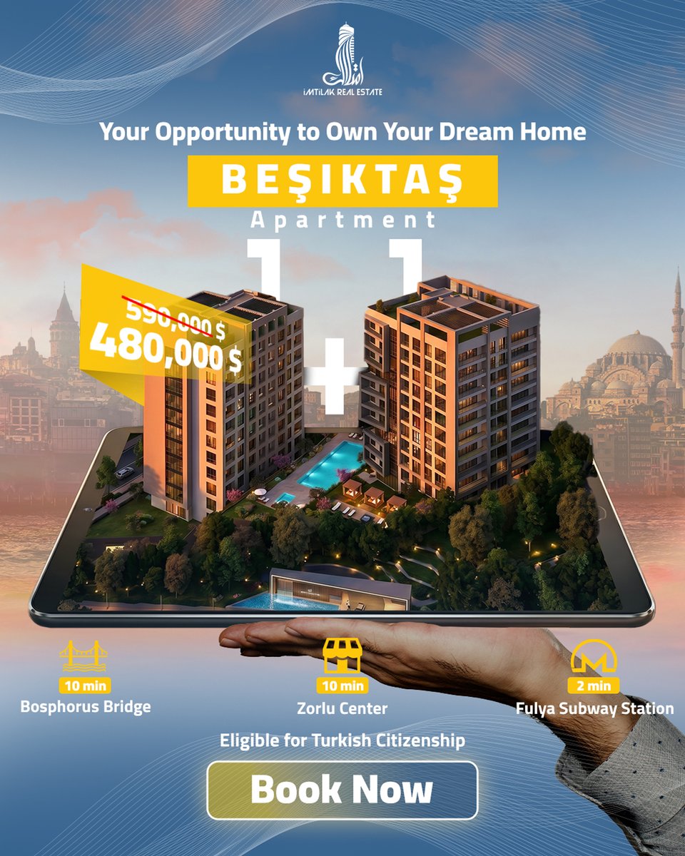 imtilak_en's tweet photo. 🏡✨ Your Istanbul dream home is now available at a special price!

📍Prime location, luxury living, and a great investment opportunity.

🇹🇷 Eligible for Turkish citizenship with an exclusive offer.

📩 DM us for details.

#imtilak_real_estate #TurkishCitizenship #RealEstate https://t.co/YWCvYBx9Dc