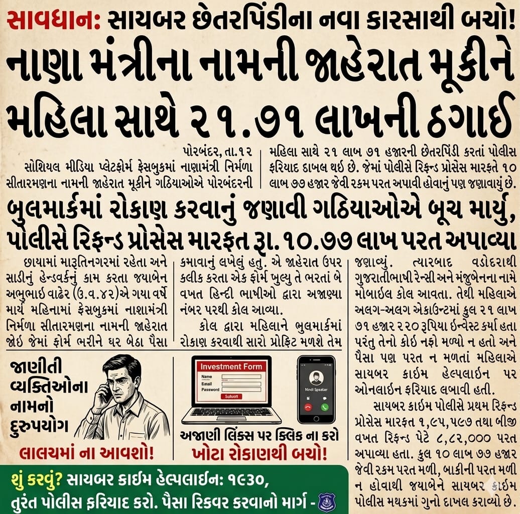 CyberAmreli's tweet photo. લાલચમાં આવી અજાણી લિંક પર ક્લિક કરવું નહીં.

સાયબર ફ્રોડનો ભોગ બનવાના કિસ્સામાં ડાયલ કરો. *૧૯૩૦*

@sanghaviharsh @IGP_BHR_RANGE @SP_Amreli https://t.co/YFHkNQy8Lq