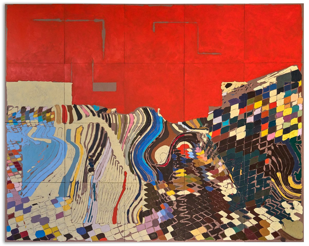 RogerDickerman's tweet photo. ANNOUNCEMENT:
'Paysages Plausibles' by @williamapan with @artblocks_io sells out for $220,000 USD on day one of @ArtBasel Zero 10.

Centerpiece 200 x 250cm oil on canvas 'État des lieux' sells for $80,000 USD, and five 60 x 80cm works sell for $28,000 USD each.

The digital landscape and physical painting series revolves around this inquiry: "how a landscape can emerge from code".