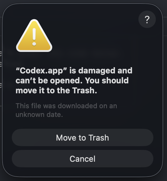 Getting one of these recently on your codex on mac? I just told