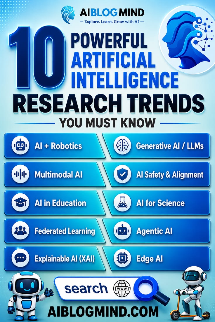 Aiblogmind's tweet photo. AI is moving way beyond standard chatbots. From Agentic AI to Multimodal systems, these are the 10 research trends shaping the future. 🚀
Which one are you watching closest? 👇
#ArtificialIntelligence #TechTrends #FutureOfTech https://t.co/wxwsyfvQRB