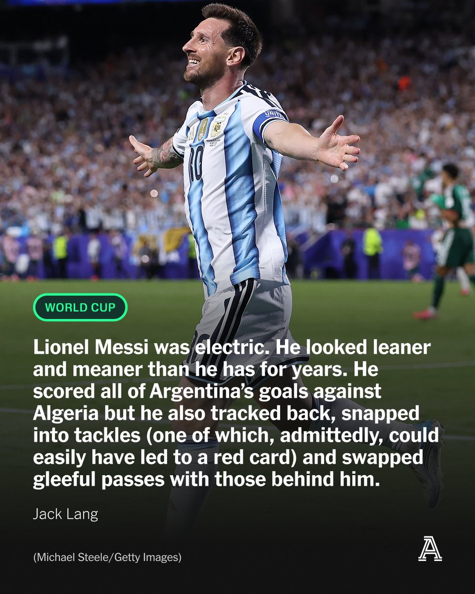 TheAthleticFC's tweet photo. When Lionel Messi lifted the World Cup trophy in 2022, it felt like the perfect denouement to one of the great World Cup stories. 𝑆𝑖𝑔𝑛𝑒𝑑, 𝑠𝑒𝑎𝑙𝑒𝑑, 𝑑𝑒𝑙𝑖𝑣𝑒𝑟𝑒𝑑, 𝐼’𝑚… 𝑑𝑜𝑛𝑒.

Messi, though, had other ideas.

He tried to keep people guessing, never formally confirming that he wanted to stick around until 2026, but everyone knew. If he was still playing, his legs still just about keeping up with that whipsmart mind, how could he possibly resist one last hurrah?

The logical view was that he would have a less central role this time. Messi will turn 39 next week. When he last played in a worldwide competition — the Club World Cup with Inter Miami last summer — he looked physically diminished. It was sad but it was understandable.

Time comes for us all, right? 𝗪𝗿𝗼𝗻𝗴.

On a muggy night in Kansas City, Messi ripped up the rulebook for roughly the 183rd time in his career.

📝 @jacklang 

FREE TO READ: https://t.co/OElGpxDWJT