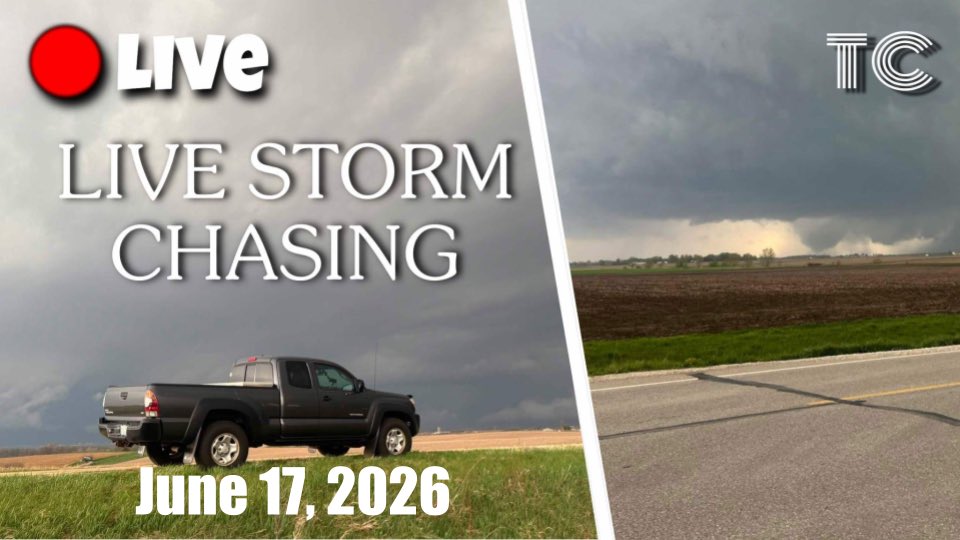 TacomaChasers's tweet photo. 🔴LIVE🔴 June 17, 2026 - Northern Illinois Severe Weather Live Stream

Join us for yet another storm chase day with ALL 6 Tacoma members out chasing storms south of the I-80 corridor this afternoon and evening across N IL and NW IN!

https://t.co/Mm67L2DTop

#wxtwitter #ilwx https://t.co/vH7Z1YMZEu
