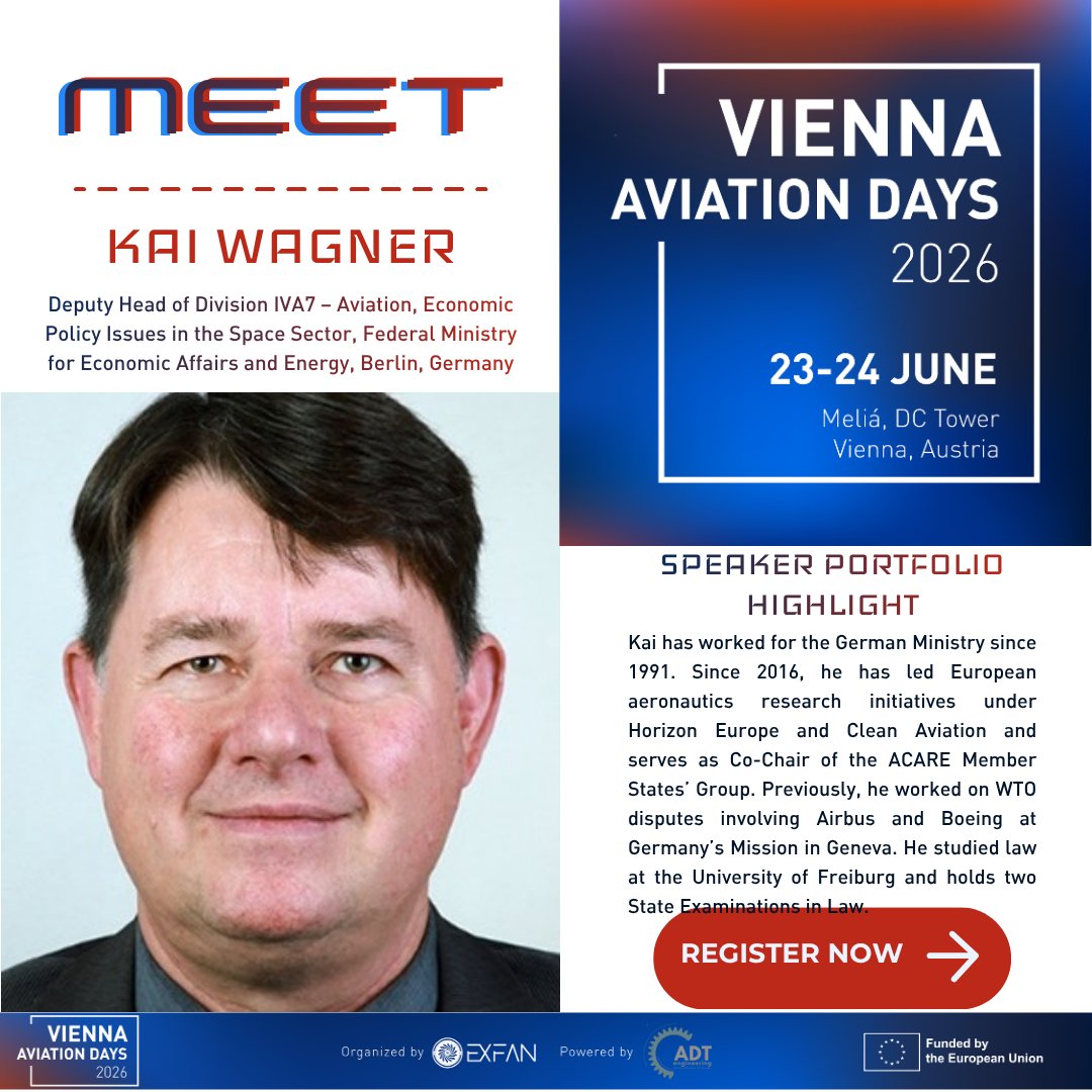 exFan2024's tweet photo. 🚀 Three more exceptional speakers join #ViennaAviationDays2026!

🔋 Christian Jung, Holyvolt
 🌍Kai Wagner, German Federal Ministry for Economic Affairs &amp; Energy
 ✈️Ron van Manen, Stichting Luchtvaart in Transitie

⏰ Register now🔗https://t.co/Mf8lqSKDjv

@cinea_eu https://t.co/0rsjzCVPeY