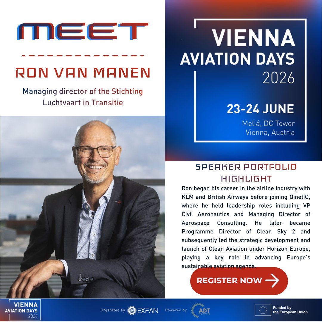 exFan2024's tweet photo. 🚀 Three more exceptional speakers join #ViennaAviationDays2026!

🔋 Christian Jung, Holyvolt
 🌍Kai Wagner, German Federal Ministry for Economic Affairs &amp; Energy
 ✈️Ron van Manen, Stichting Luchtvaart in Transitie

⏰ Register now🔗https://t.co/Mf8lqSKDjv

@cinea_eu https://t.co/0rsjzCVPeY