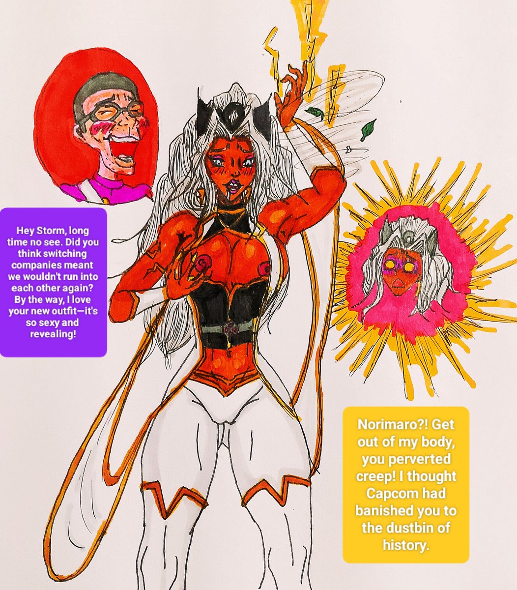 Ozterman3099's tweet photo. Norimaro possesses Storm after falling in love with his new look from Tokon Fighting Souls in an awkward but spicy reunion not approved by Capcom 🔥🥸⚡🤍
#bodyswap #stormxmen #possession #tsf https://t.co/2gP0pbZlar