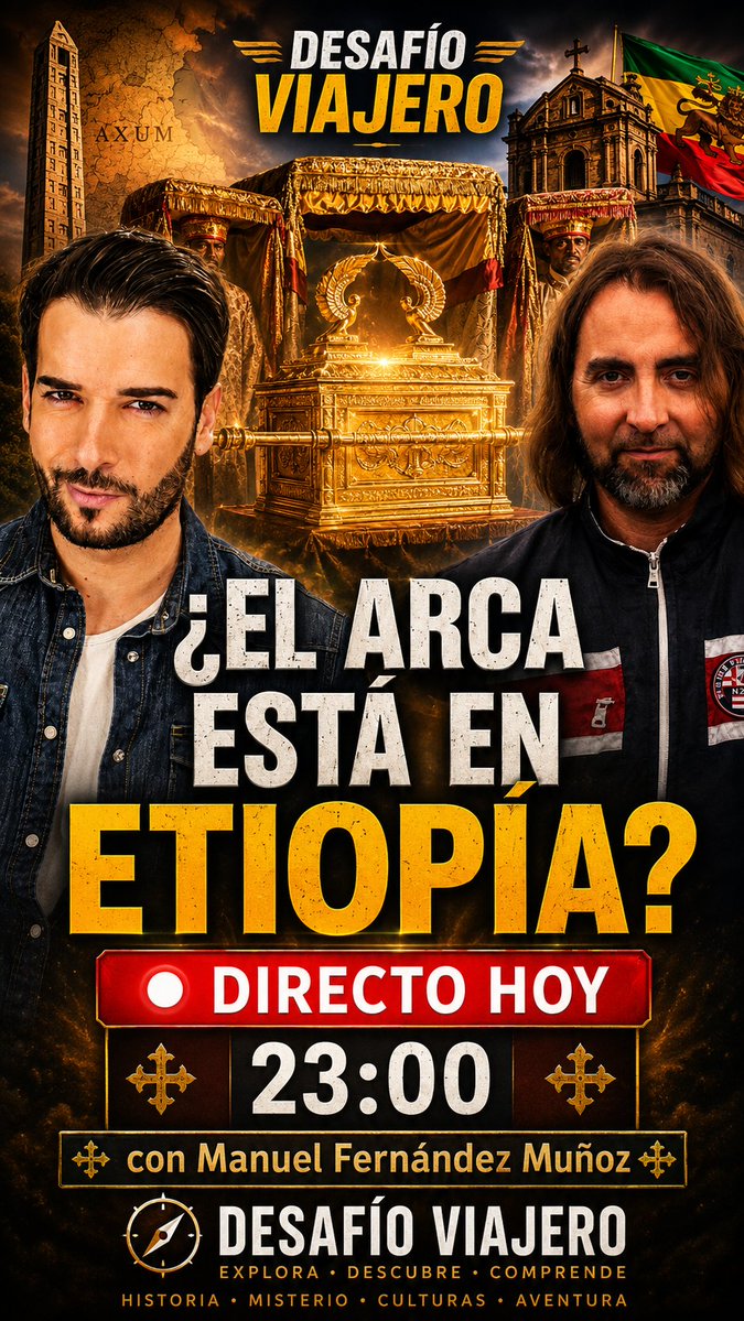 luistobajas7's tweet photo. 🔴 HOY 23:00 EN DIRECTO

¿Está realmente el Arca de la Alianza en Etiopía?
Hablamos con Manuel Fernández Muñoz el arca.
🎥 Directo:
 https://t.co/tJF1uauvsv
Y si quieres vivir esta historia sobre el terreno, vente conmigo al viaje a Etiopía con PANGEA:
 https://t.co/PAfcESorzR https://t.co/OeH3S8tozi