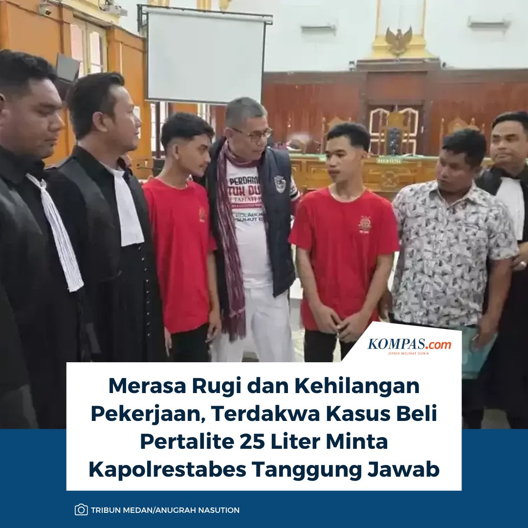 kompascom's tweet photo. Baca di sini: https://t.co/qaK82IuXZX
Dua terdakwa kasus pembelian 25 liter Pertalite menggunakan jeriken di Medan mengaku mengalami kerugian setelah terseret proses hukum.
~KR #Medan #Pertalite https://t.co/epiatImBjR