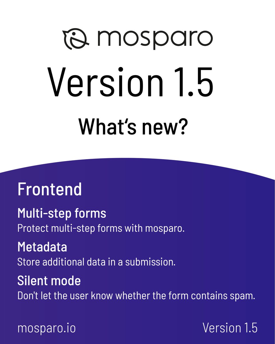 mosparo_io's tweet photo. Today, we’ve released the new version 1.5. It includes many new features and changes. Protecting multi-step forms, submission rules, and metadata for submissions are just a few of them.

Learn more here: https://t.co/7tOxWjKoPP https://t.co/TYsCI1w3U4