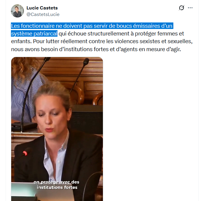 JCQDSE's tweet photo. Donc :

➡️ Il n'y a pas de pédocriminels parmi les agents de @Paris qui ont vi0lé des enfants de maternelle. Ils ne sont pas coupables, c'est pas eux c'est le patriarcat.

➡️ La Ville de Paris n'est pas une institution assez forte pour protéger les enfants qui lui sont confiés. https://t.co/RDSjbjGmeO