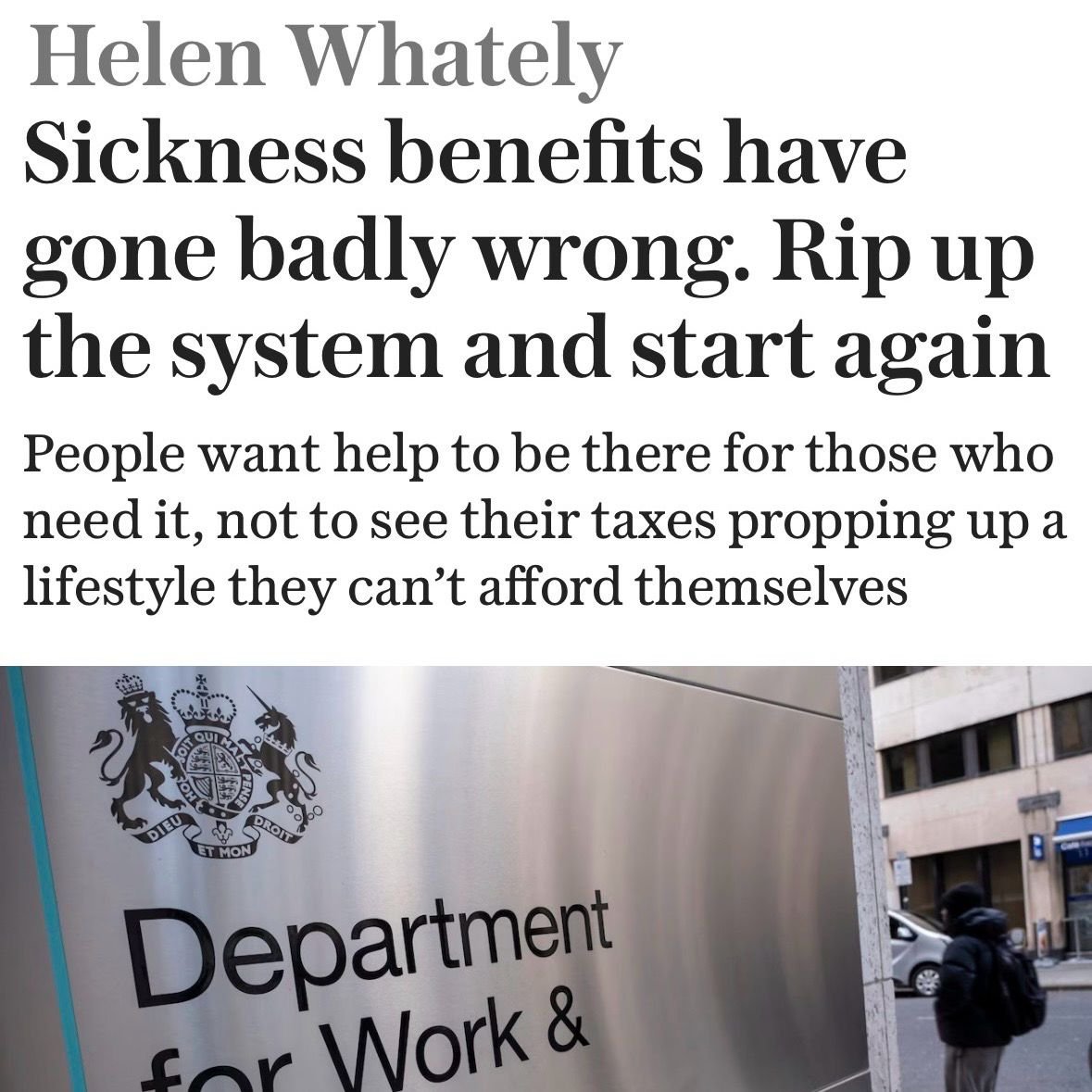 Helen_Whately's tweet photo. PIP was designed with the best intentions, but the world has changed.

That’s why I’ve announced a root and branch review of sickness benefits – ripping up the system to build something new and better in its place. https://t.co/mWKu4De77j