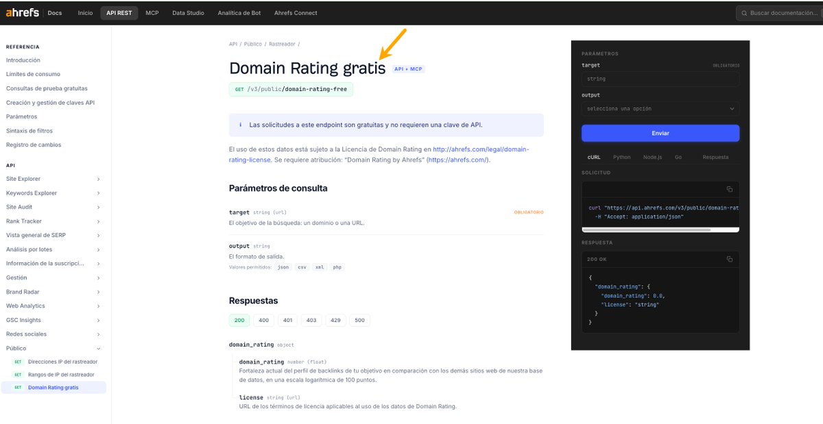 AhrefsES's tweet photo. Domain Rating de Ahrefs, ahora GRATIS 🎉

Podéis usar el endpoint gratuito para agentes de IA, apps vibe-coded o lo que estés montando. Solo se requiere atribución a Ahrefs.

Más info abajo👇 https://t.co/D72Tg5YpvI